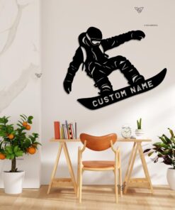 Snowboarder LED metal wall decor, snowboarder gift, boarder christmas gift, boarder with led backliht, winter sport accessory, mancave decor
