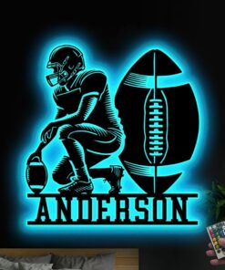 Custom American Football Metal Sign with LED Light, Football Player Name Sign, Football Coach Gift, Sport Room Wall Hanging, Boys Room Decor