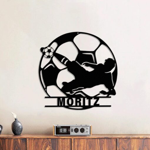 Personalized Soccer Metal Wall Decor With Led Lights, Football Metal Wall Art Custom Soccer Name Soccer Metal Wall Art Birthday Gift For Him