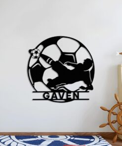 Personalized Soccer Metal Wall Decor With Led Lights, Football Metal Wall Art Custom Soccer Name Soccer Metal Wall Art Birthday Gift For Him