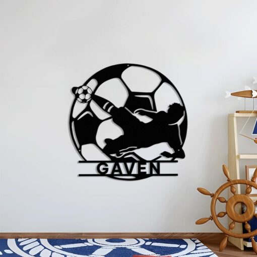 Personalized Soccer Metal Wall Decor With Led Lights, Football Metal Wall Art Custom Soccer Name Soccer Metal Wall Art Birthday Gift For Him