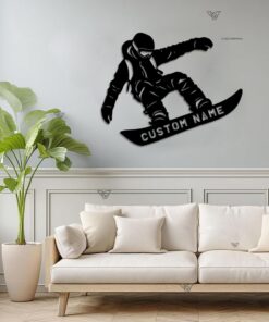 Snowboarder LED metal wall decor, snowboarder gift, boarder christmas gift, boarder with led backliht, winter sport accessory, mancave decor