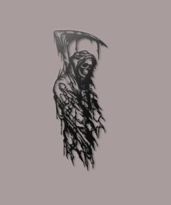 Grim Reaper Metal Wall Art, Dark Gothic Art, Skeleton Skull Wall Decor, Black Metal Wall Hanging for Living Room or Man Cave