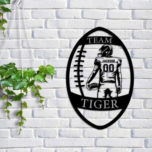 Customized US Football Player Metal Sign LED lights, Football Player Name Sign, Boys Room Decoration, Football Sign, Birthday Gift for boys