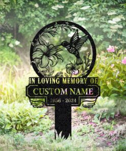 Personalized Memorial Stake Metal,Hummingbird Memorial Stake,In Loving Memorial,Remembrance Stake,Sympathy Gift,Outdoor Grave Marke