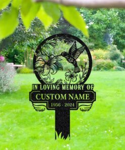 Personalized Memorial Stake Metal,Hummingbird Memorial Stake,In Loving Memorial,Remembrance Stake,Sympathy Gift,Outdoor Grave Marke