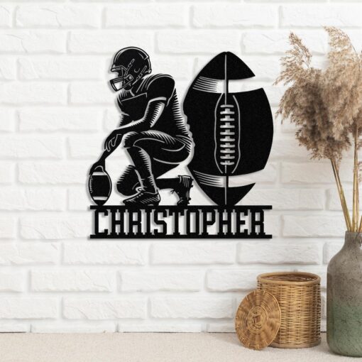 Custom American Football Metal Sign with LED Light, Football Player Name Sign, Football Coach Gift, Sport Room Wall Hanging, Boys Room Decor