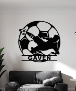 Personalized Soccer Metal Wall Decor With Led Lights, Football Metal Wall Art Custom Soccer Name Soccer Metal Wall Art Birthday Gift For Him