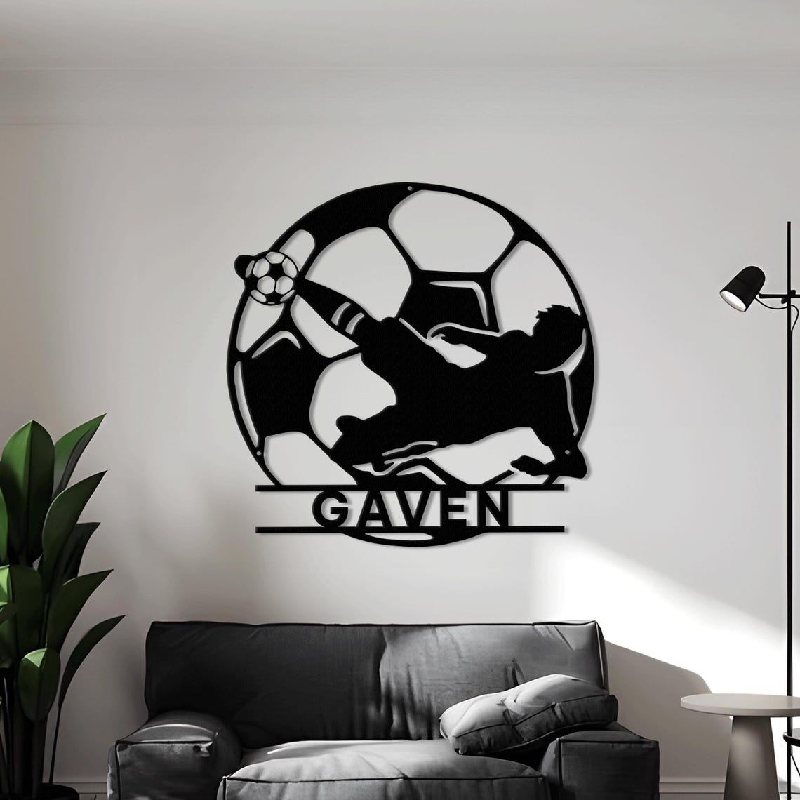 Personalized Soccer Metal Wall Decor With Led Lights, Football Metal Wall Art Custom Soccer Name Soccer Metal Wall Art Birthday Gift For Him