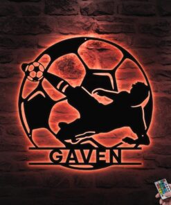 Personalized Soccer Metal Wall Decor With Led Lights, Football Metal Wall Art Custom Soccer Name Soccer Metal Wall Art Birthday Gift For Him