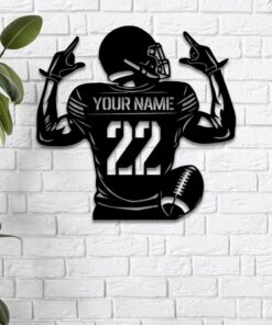 Custom American Football Player Metal Wall Art Led Lights,Personalized Football Player Name Sign Decoration For Room,Football Sign Xmas Gift