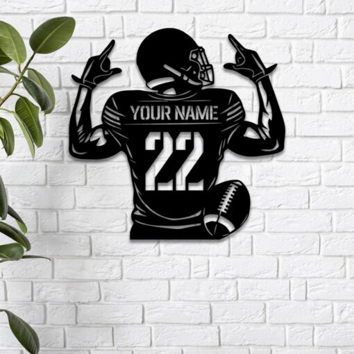 Custom American Football Player Metal Wall Art Led Lights,Personalized Football Player Name Sign Decoration For Room,Football Sign Xmas Gift