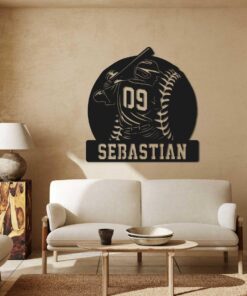 Personalized Baseball Metal Sign with LED Lights, Baseball Wall Art, Baseball Player Gift, Baseball Player Name Sign, Baseball Decor