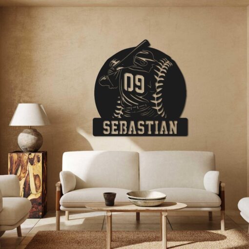 Personalized Baseball Metal Sign with LED Lights, Baseball Wall Art, Baseball Player Gift, Baseball Player Name Sign, Baseball Decor