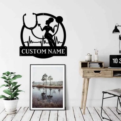 Personalized Metal Nurse Name Sign Decoration for Room CNA RN LPN Gifts for Nurse