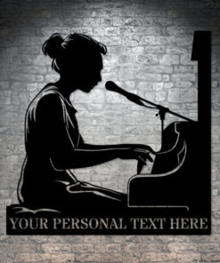 Personalized Female Piano Player Name Metal Sign. Custom Musician Wall Decor Gift To Her