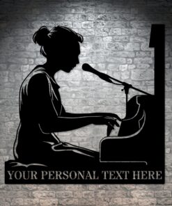 Personalized Female Piano Player Name Metal Sign. Custom Musician Wall Decor Gift To Her