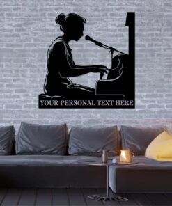 Personalized Female Piano Player Name Metal Sign. Custom Musician Wall Decor Gift To Her