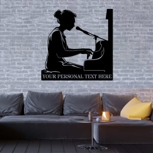 Personalized Female Piano Player Name Metal Sign. Custom Musician Wall Decor Gift To Her