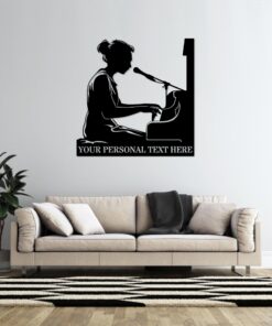 Personalized Female Piano Player Name Metal Sign. Custom Musician Wall Decor Gift To Her