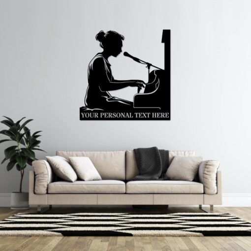 Personalized Female Piano Player Name Metal Sign. Custom Musician Wall Decor Gift To Her