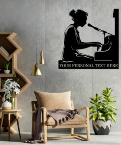 Personalized Female Piano Player Name Metal Sign. Custom Musician Wall Decor Gift To Her