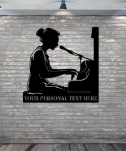 Personalized Female Piano Player Name Metal Sign. Custom Musician Wall Decor Gift To Her