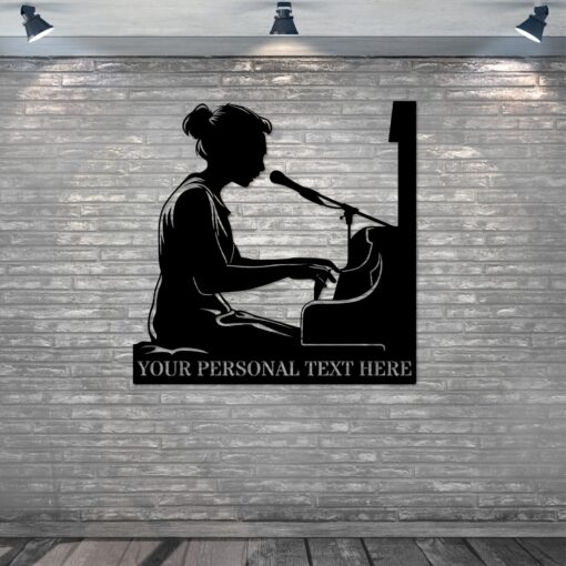 Personalized Female Piano Player Name Metal Sign. Custom Musician Wall Decor Gift To Her