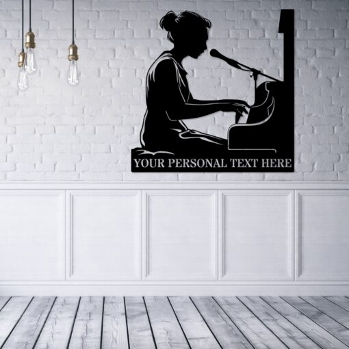 Personalized Female Piano Player Name Metal Sign. Custom Musician Wall Decor Gift To Her