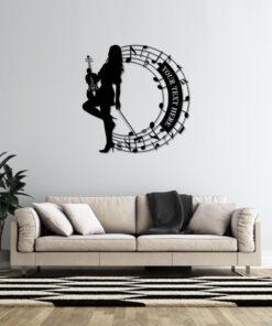 Personalized Violin Player And Notes Name Metal Sign. Custom Violinist Wall Decor