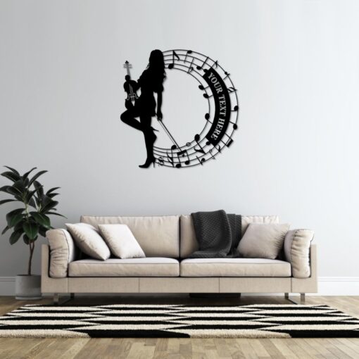 Personalized Violin Player And Notes Name Metal Sign. Custom Violinist Wall Decor