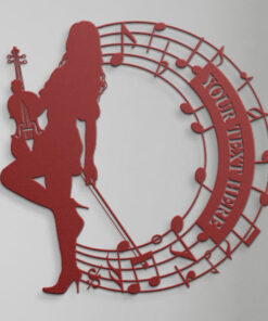 Personalized Violin Player And Notes Name Metal Sign. Custom Violinist Wall Decor