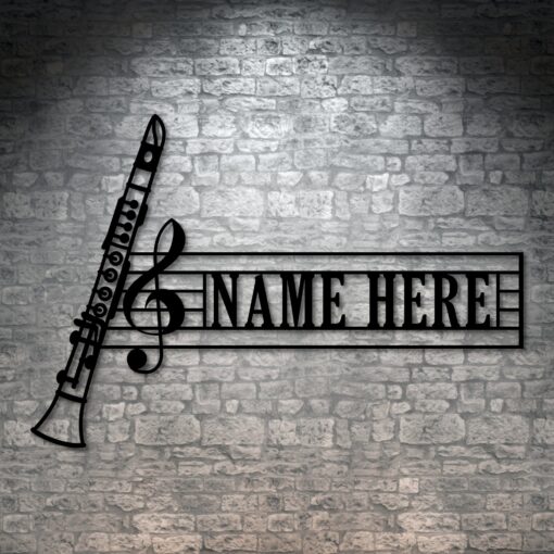 Personalized Wind Instrument Metal Sign. Custom Clarinet Lover Wall Decor Gift