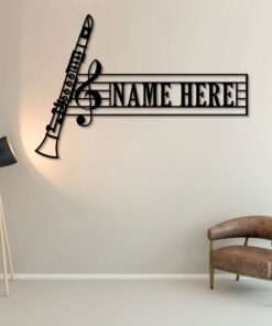 Personalized Wind Instrument Metal Sign. Custom Clarinet Lover Wall Decor Gift