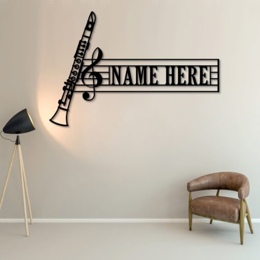 Personalized Wind Instrument Metal Sign. Custom Clarinet Lover Wall Decor Gift