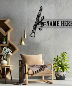 Personalized Wind Instrument Metal Sign. Custom Clarinet Lover Wall Decor Gift