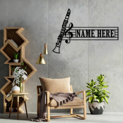 Personalized Wind Instrument Metal Sign. Custom Clarinet Lover Wall Decor Gift