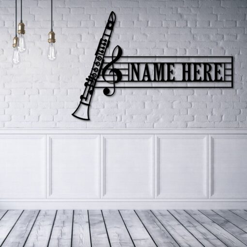 Personalized Wind Instrument Metal Sign. Custom Clarinet Lover Wall Decor Gift