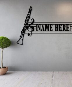 Personalized Wind Instrument Metal Sign. Custom Clarinet Lover Wall Decor Gift