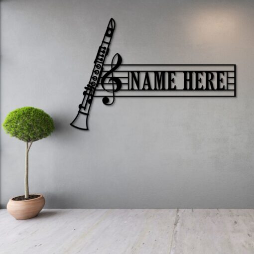 Personalized Wind Instrument Metal Sign. Custom Clarinet Lover Wall Decor Gift