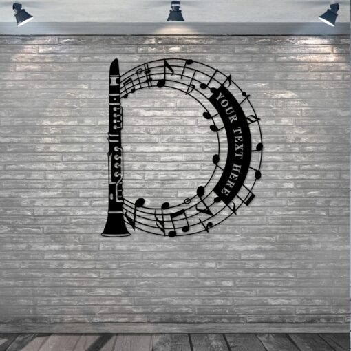 Personalized Clarinet And Notes Name Metal Sign. Custom Sopranino Wall Decor Gift