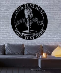 Personalized Retro Microphone Metal Sign. Custom Singer Wall Decor Gift