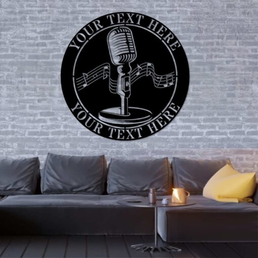 Personalized Retro Microphone Metal Sign. Custom Singer Wall Decor Gift