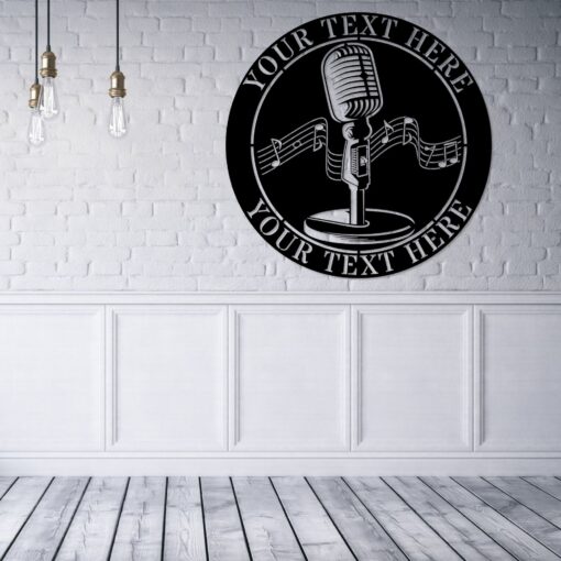 Personalized Retro Microphone Metal Sign. Custom Singer Wall Decor Gift