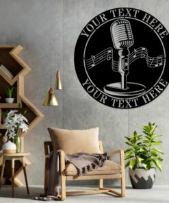 Personalized Retro Microphone Metal Sign. Custom Singer Wall Decor Gift