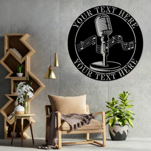 Personalized Retro Microphone Metal Sign. Custom Singer Wall Decor Gift