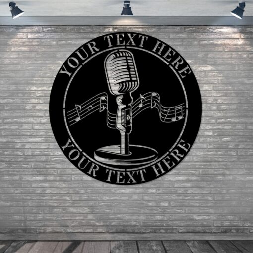 Personalized Retro Microphone Metal Sign. Custom Singer Wall Decor Gift