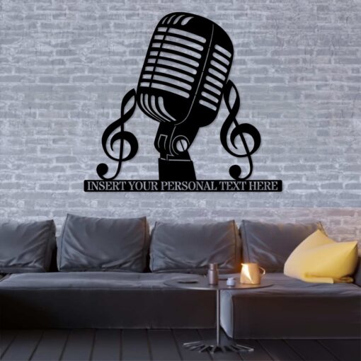 Personalized Vocalist Name Metal Sign. Custom Microphone Wall Decor Gift