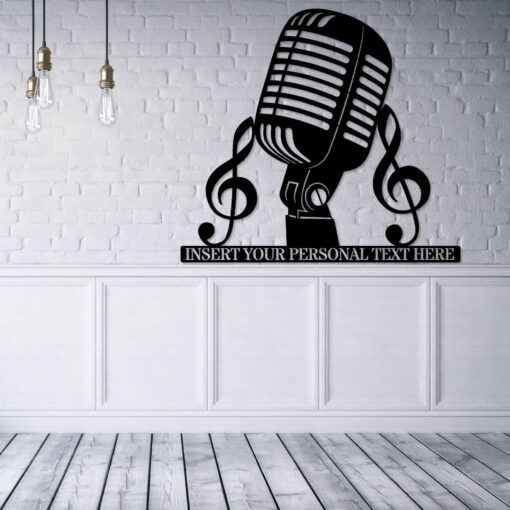 Personalized Vocalist Name Metal Sign. Custom Microphone Wall Decor Gift