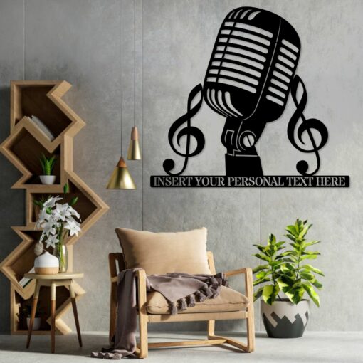 Personalized Vocalist Name Metal Sign. Custom Microphone Wall Decor Gift